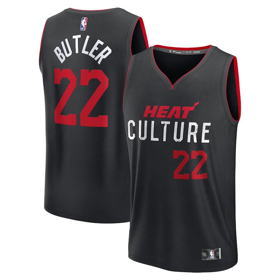 Men Miami Heat #22 Jimmy Butler Fanatics Branded Black City Edition 2023-24 Fast Break NBA Jersey->miami heat->NBA Jersey
